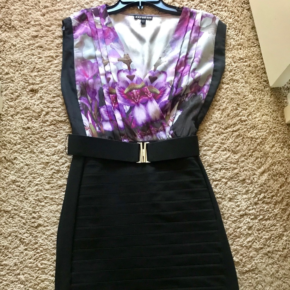 Low cut black & floral dress